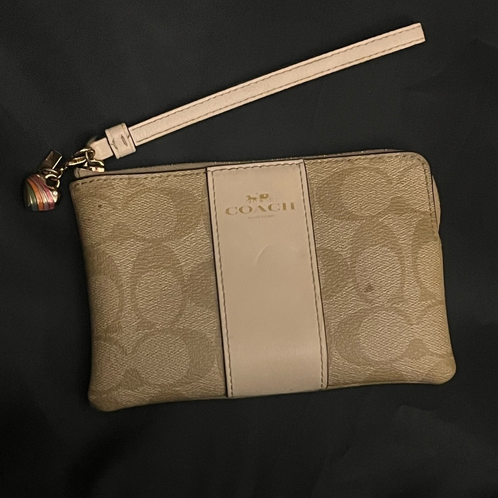 Coach Corner Zip Wristlet with Charm